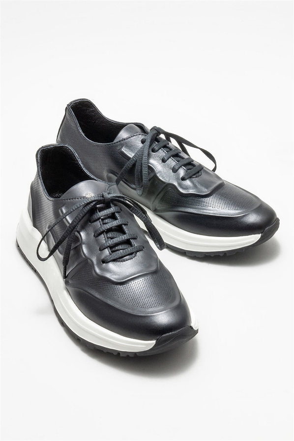 Siyah deri erkek spor ayakkabı - Elle Shoes