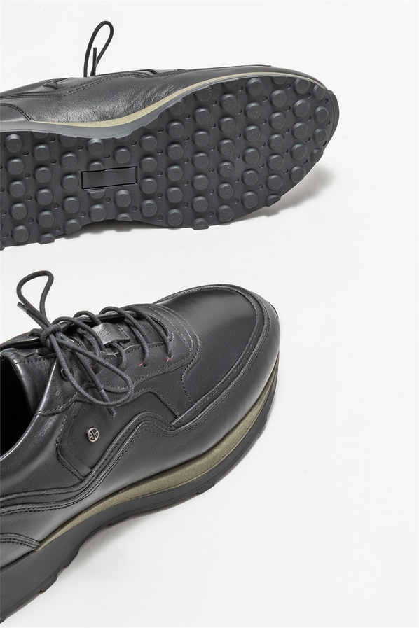 Siyah deri erkek spor ayakkabı - Elle Shoes