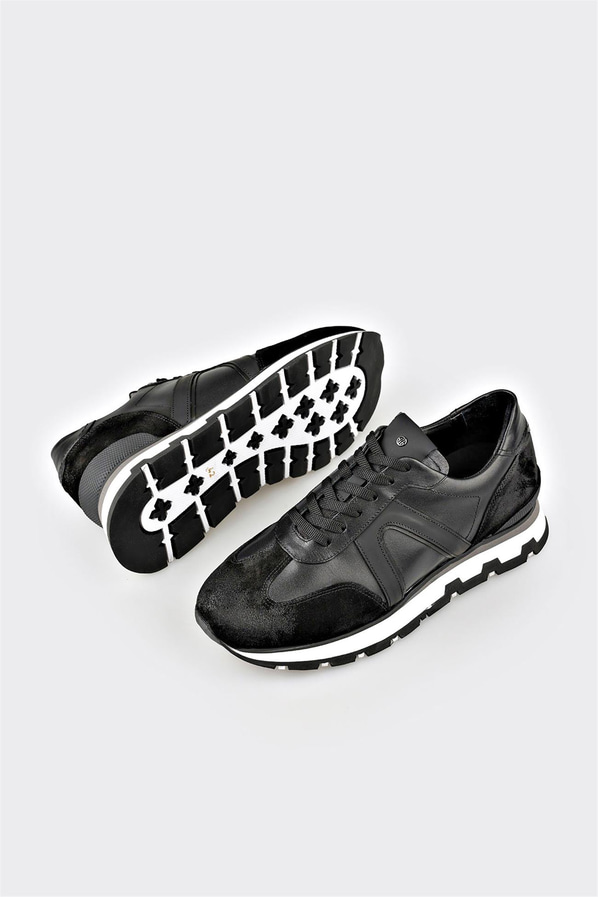 Siyah Deri Erkek Spor Ayakkabı
