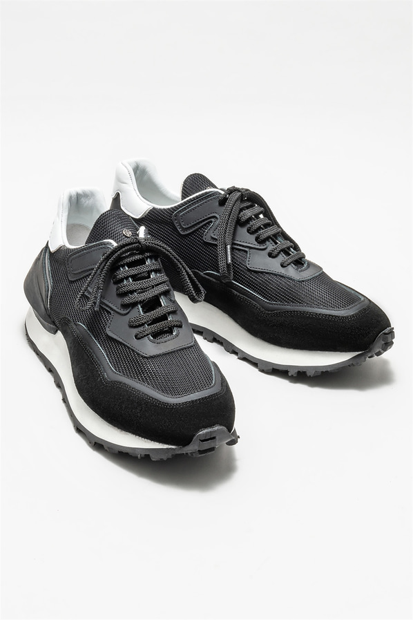 Siyah deri erkek spor ayakkabı - Elle Shoes