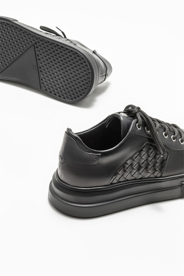 Siyah deri erkek spor ayakkabı - Elle Shoes