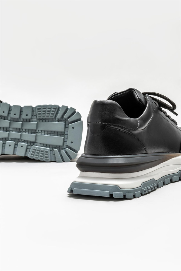 Siyah deri erkek spor ayakkabı - Elle Shoes
