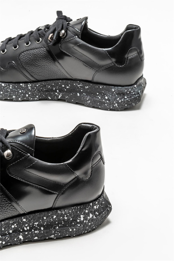 Siyah deri erkek spor ayakkabı - Elle Shoes