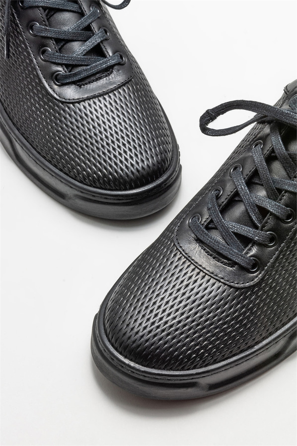 Siyah deri erkek spor ayakkabı - Elle Shoes