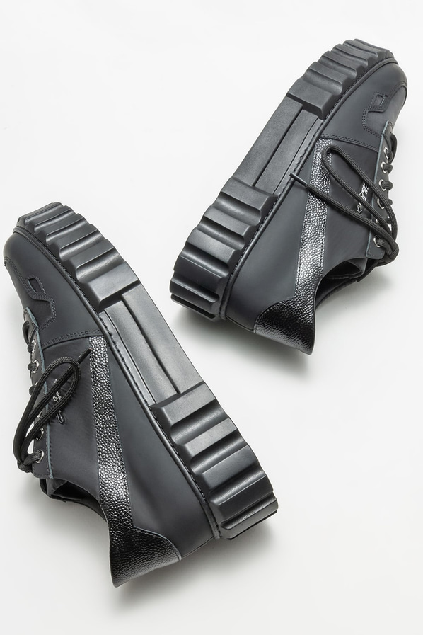 Siyah deri erkek spor ayakkabı - Elle Shoes