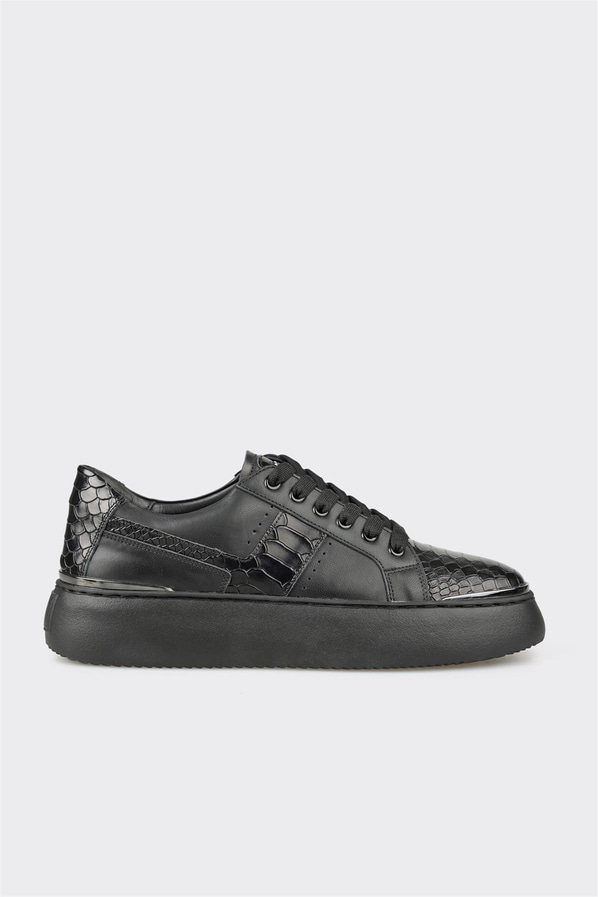 Siyah deri erkek spor ayakkabı - Elle Shoes