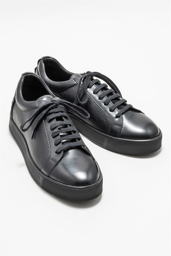 Siyah deri erkek spor ayakkabı - Elle Shoes