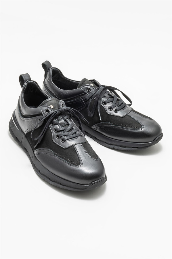 Siyah deri erkek spor ayakkabı - Elle Shoes
