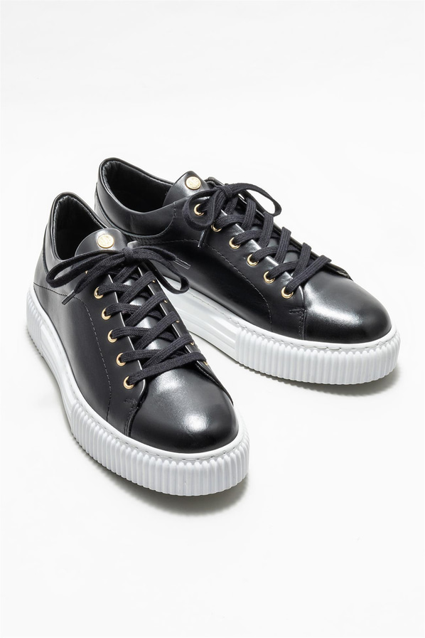 Siyah deri erkek spor ayakkabı - Elle Shoes