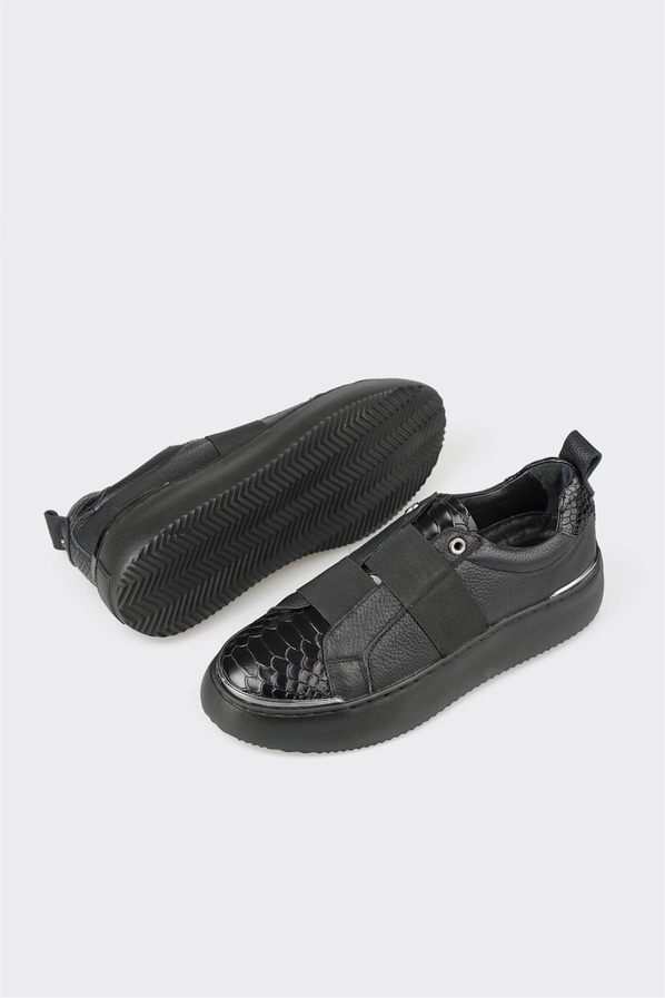 Siyah deri erkek spor ayakkabı - Elle Shoes