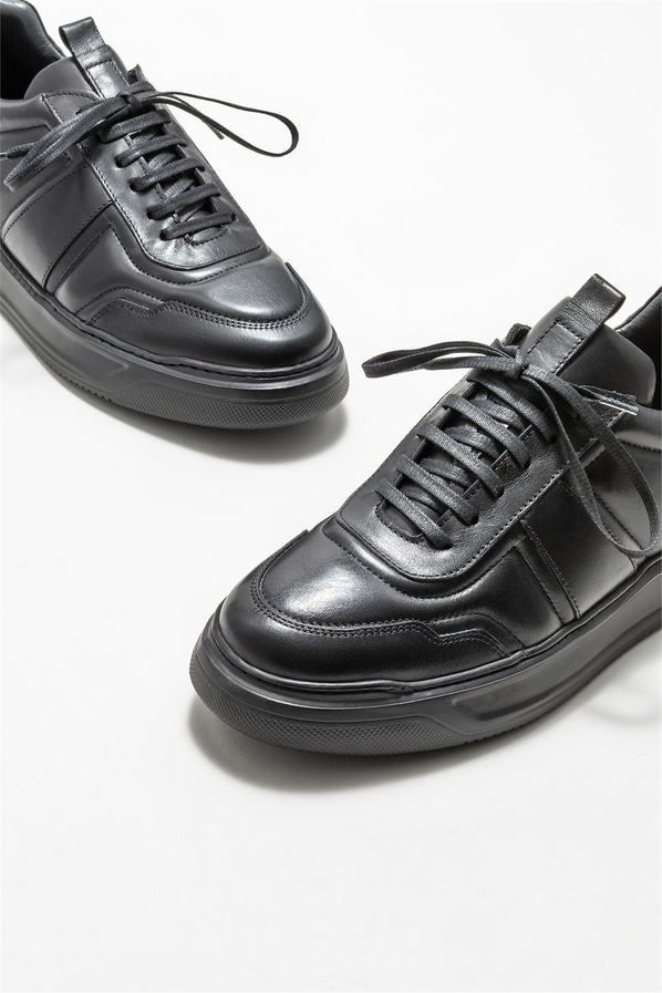 Siyah deri erkek spor ayakkabı - Elle Shoes
