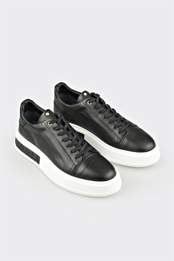 Siyah Deri Erkek Spor Ayakkabı