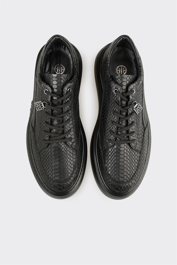 Siyah Deri Erkek Spor Ayakkabı