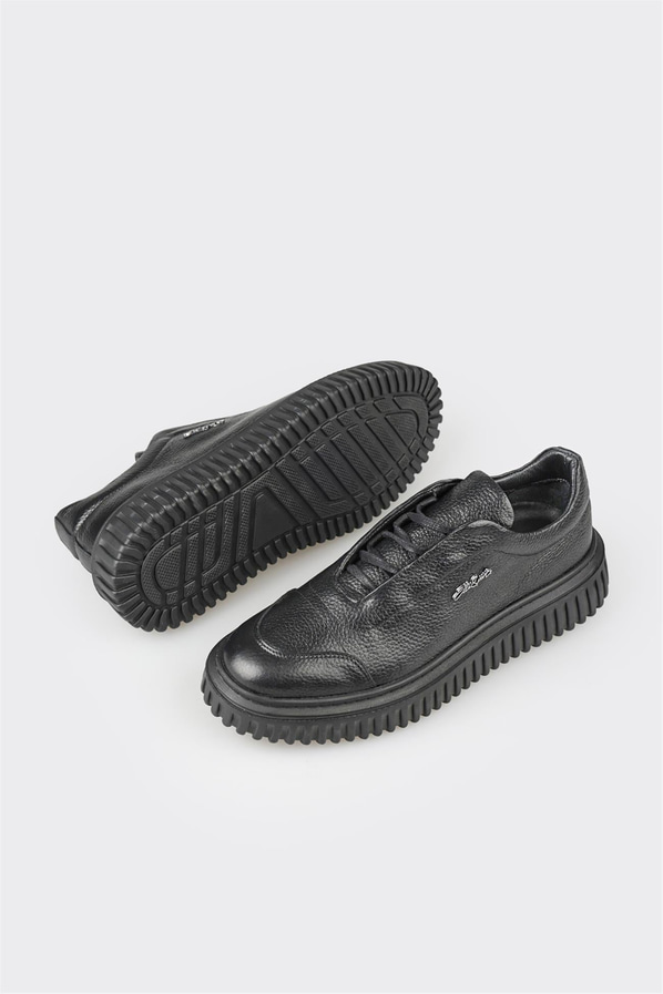 Siyah deri erkek spor ayakkabı - Elle Shoes