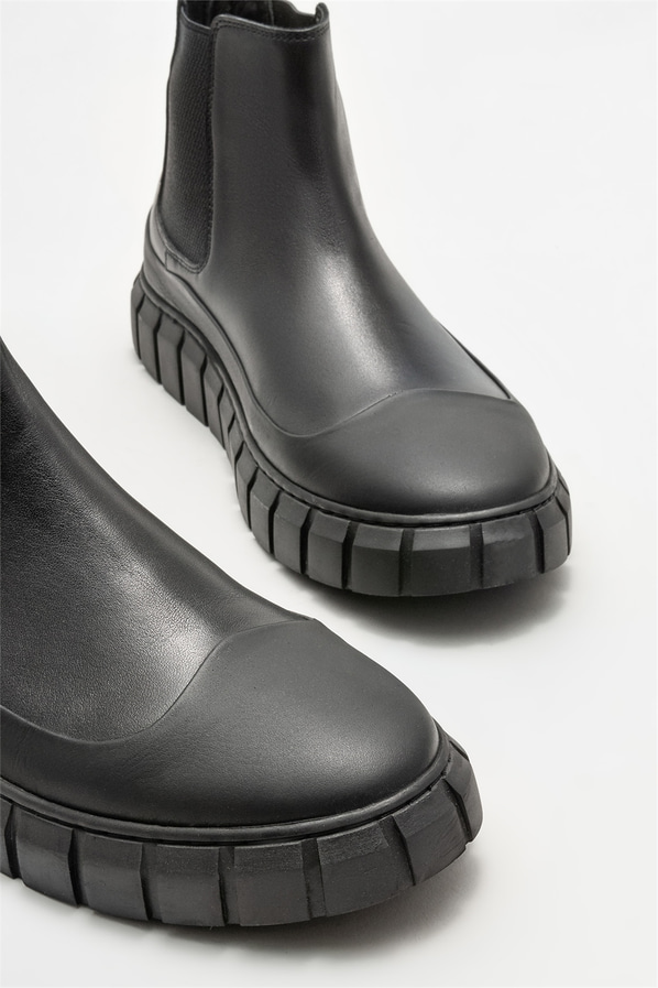 Siyah deri erkek bot - Elle Shoes