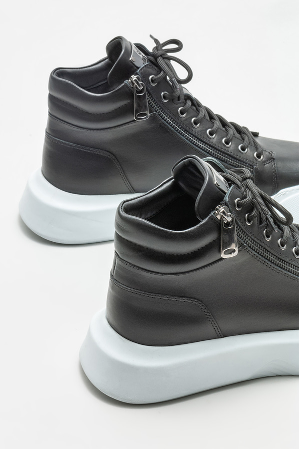 Siyah deri erkek bot - Elle Shoes