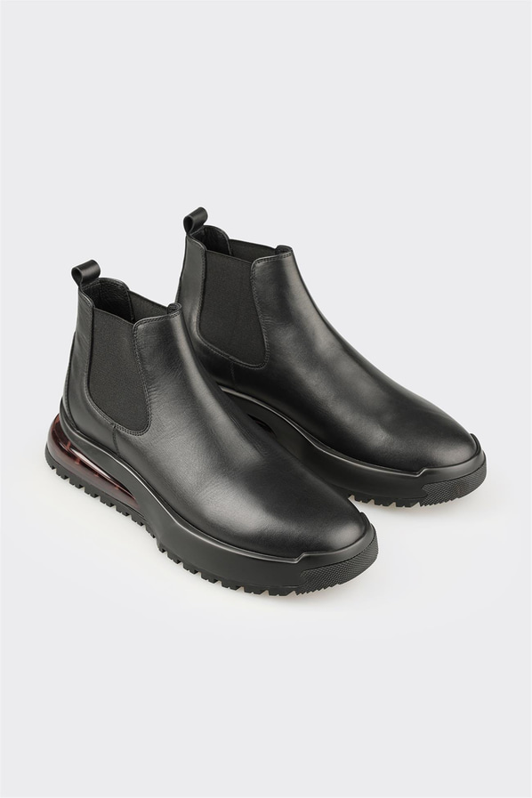 Siyah Deri Erkek Spor Bot