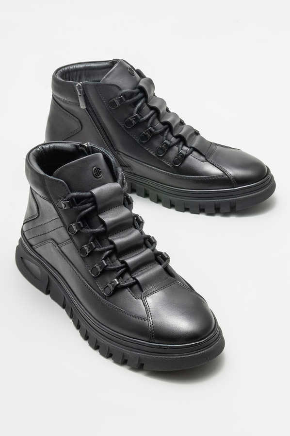 Siyah deri erkek bot - Elle Shoes