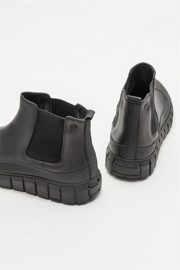 Siyah deri erkek bot - Elle Shoes