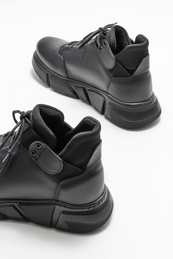 Siyah deri erkek bot - Elle Shoes