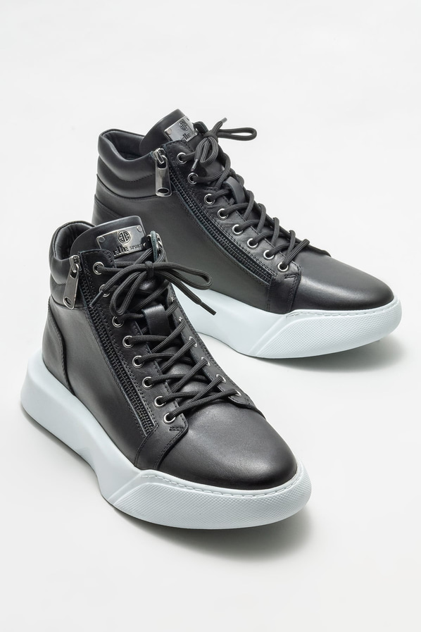 Siyah deri erkek bot - Elle Shoes