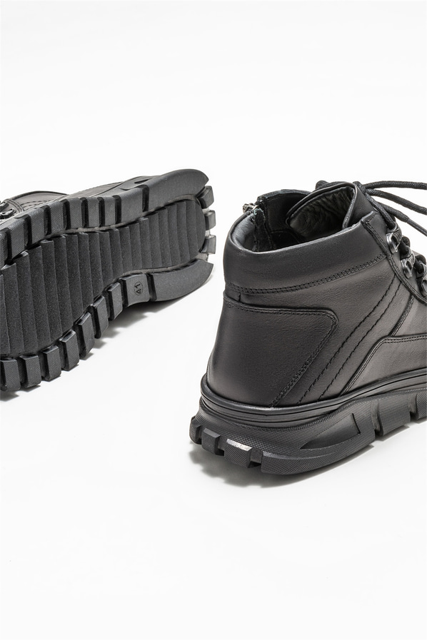 Siyah deri erkek bot - Elle Shoes