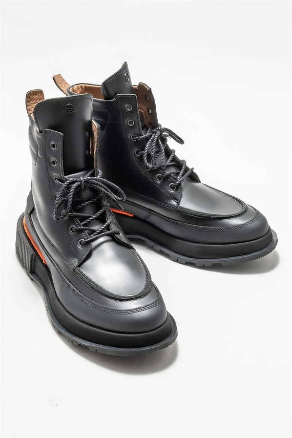 Siyah deri erkek günlük bot, günlük kullanım için - Elle Shoes