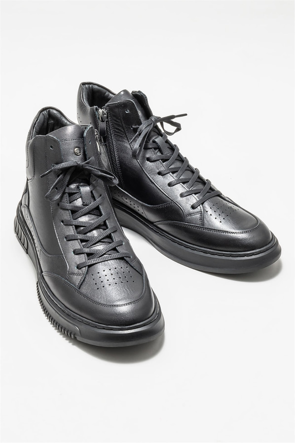Siyah deri erkek bot - Elle Shoes