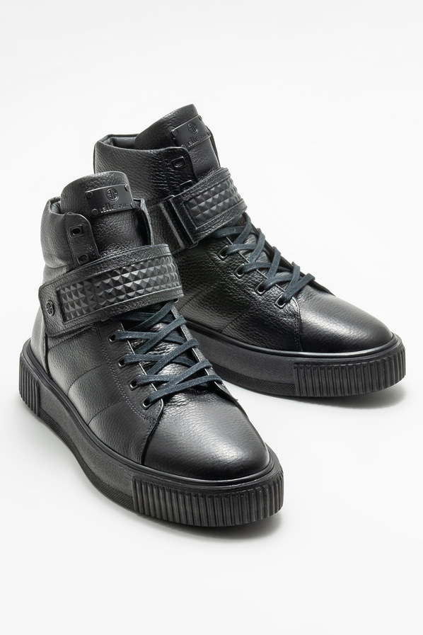 Siyah deri erkek bot - Elle Shoes