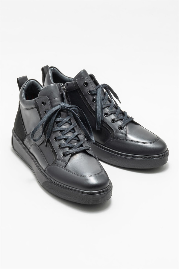 Siyah deri erkek bot - Elle Shoes