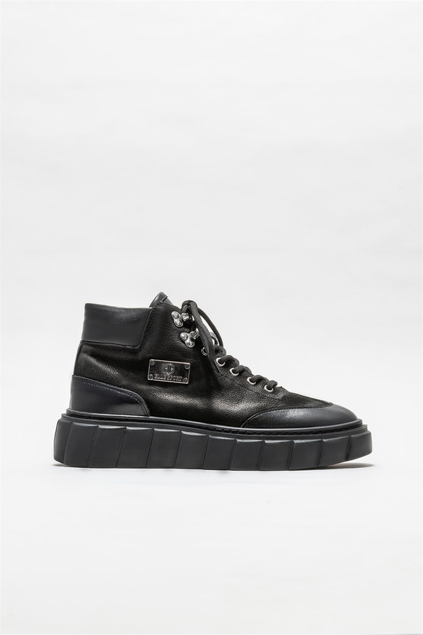 Siyah deri erkek bot - Elle Shoes