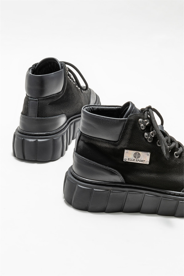 Siyah deri erkek bot - Elle Shoes