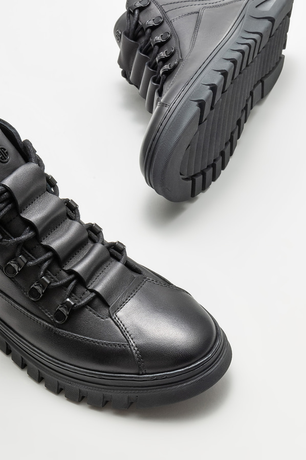 Siyah deri erkek bot - Elle Shoes