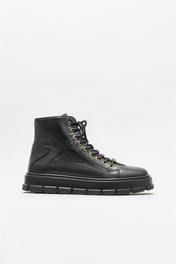 Siyah deri erkek bot - Elle Shoes