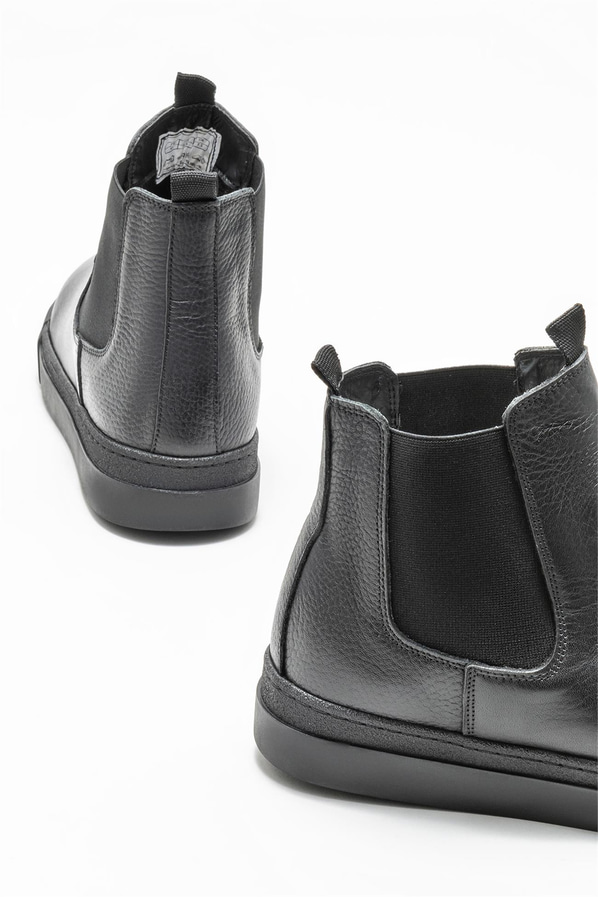 Siyah deri erkek bot - Elle Shoes