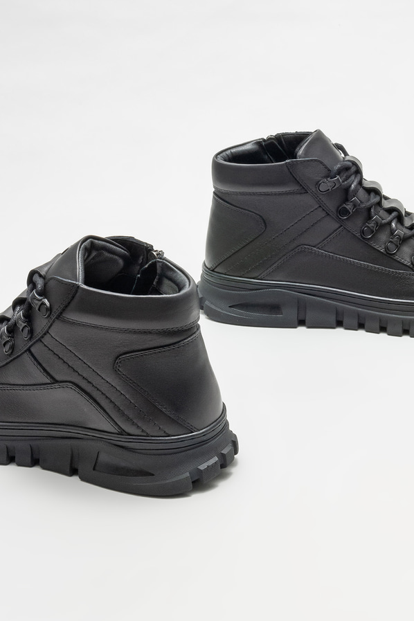Siyah deri erkek bot - Elle Shoes