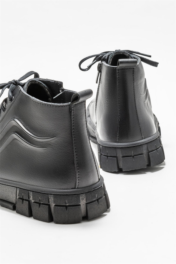 Siyah deri erkek bot - Elle Shoes