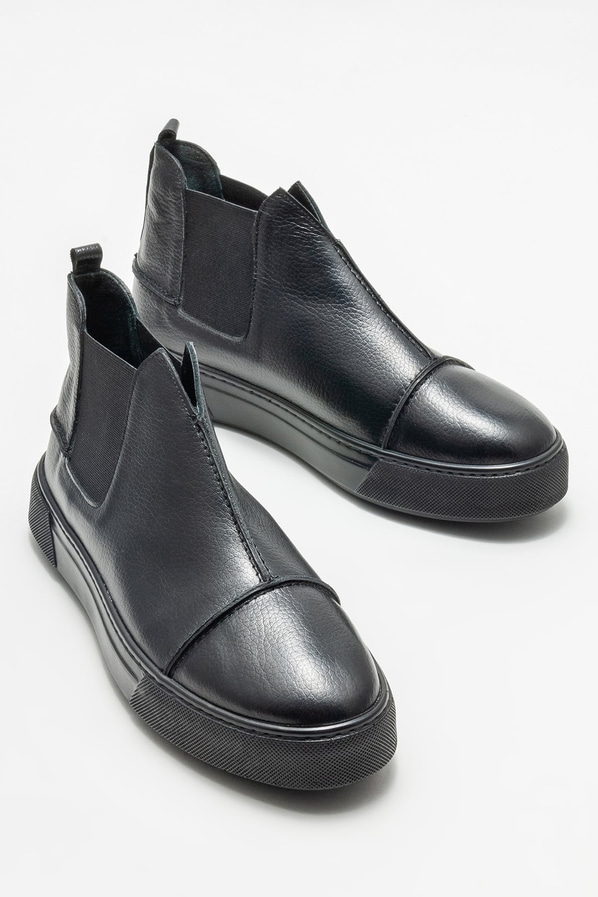 Siyah deri erkek bot - Elle Shoes