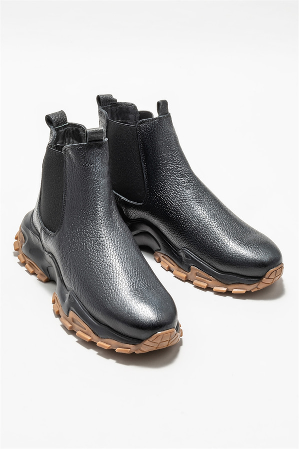 Siyah deri erkek bot - Elle Shoes