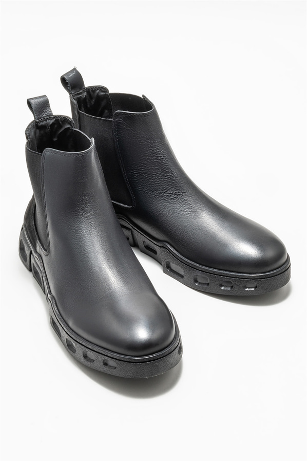 Siyah deri erkek günlük bot, günlük kullanım için - Elle Shoes