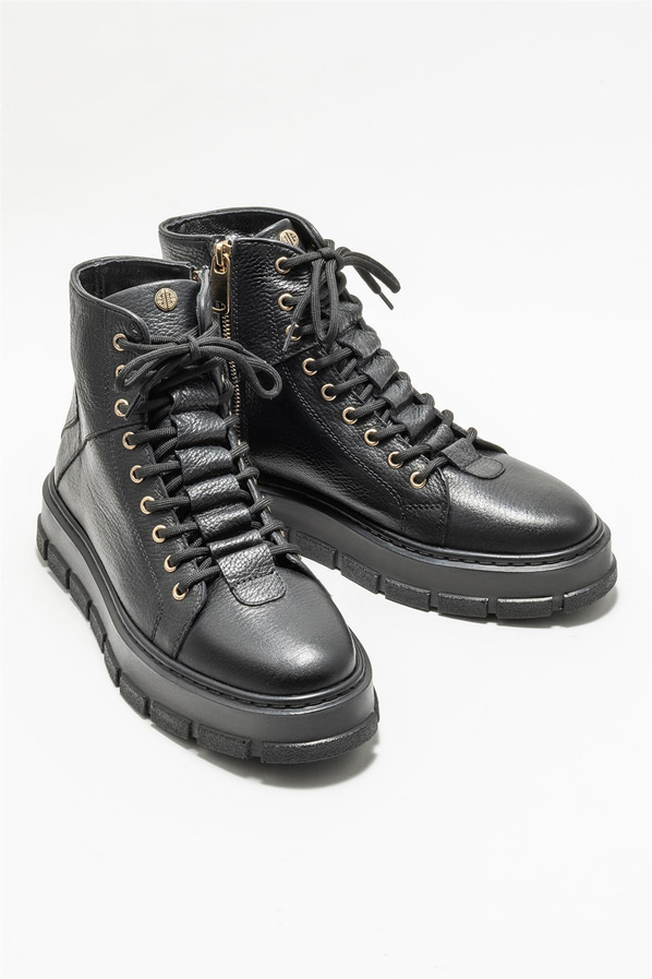 Siyah deri erkek bot - Elle Shoes