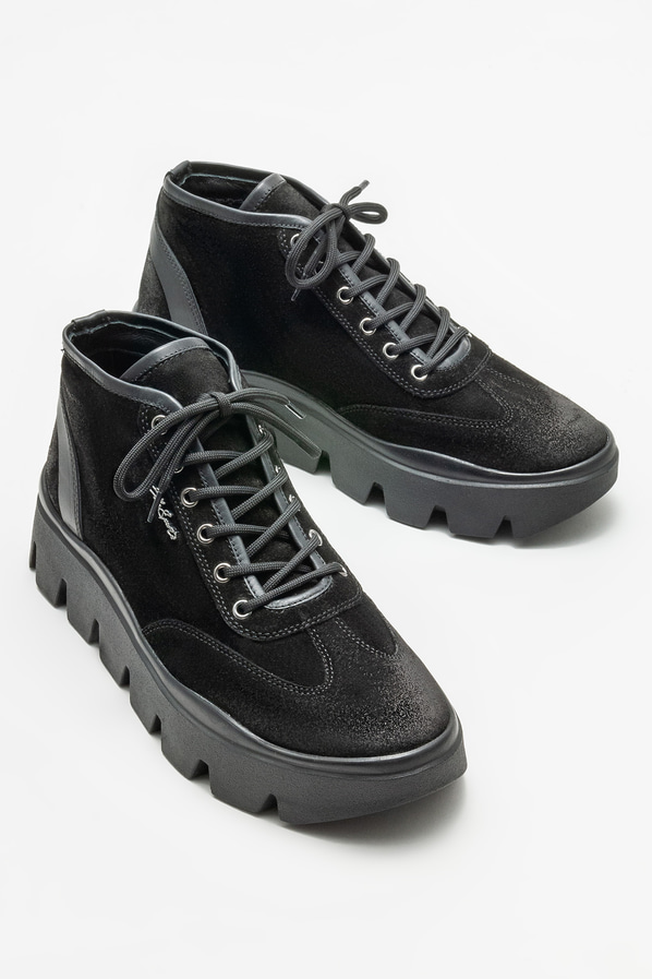 Siyah deri erkek bot - Elle Shoes
