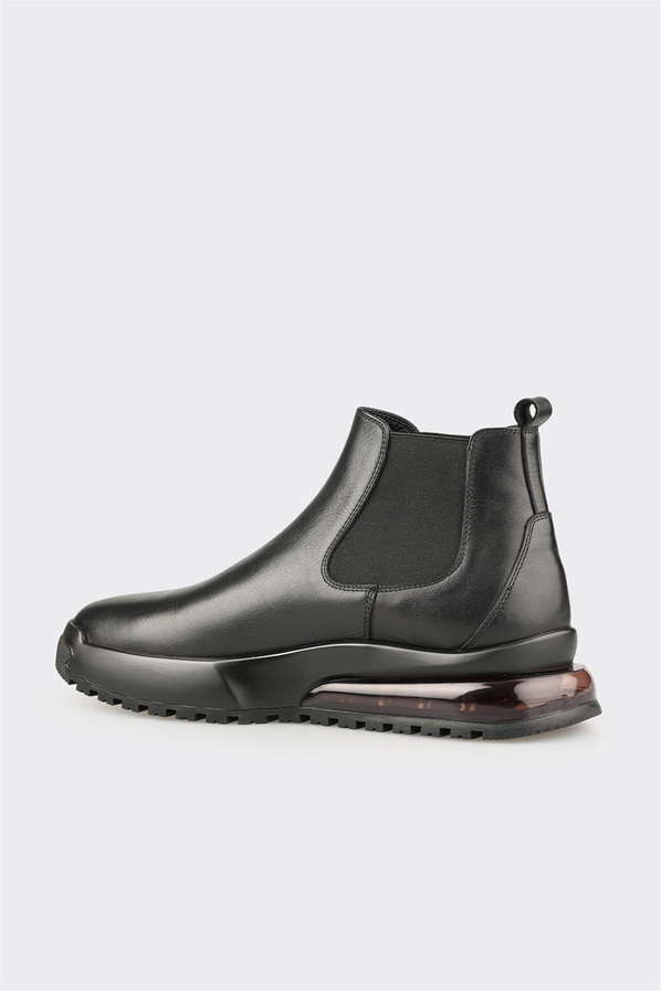 Siyah Deri Erkek Spor Bot