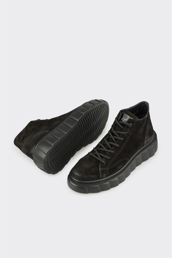 Siyah Deri Erkek Spor Bot