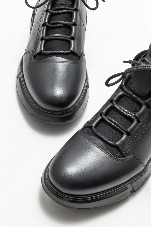 Siyah deri erkek bot - Elle Shoes