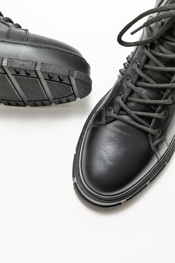 Siyah deri erkek bot - Elle Shoes