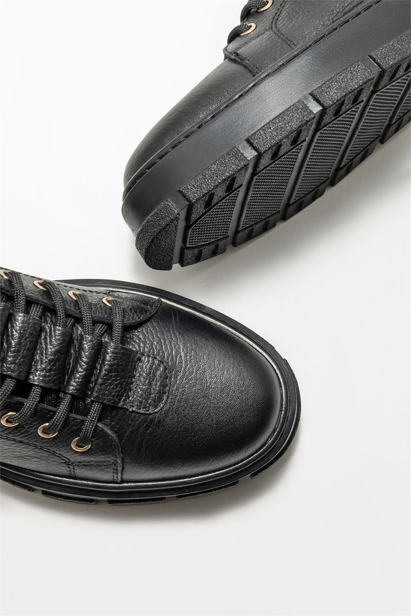 Siyah deri erkek bot - Elle Shoes