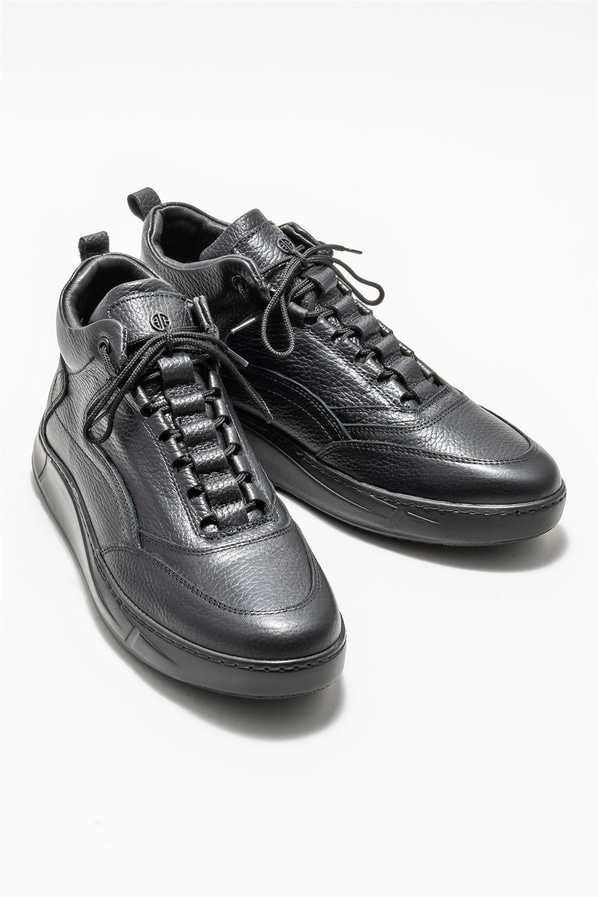 Siyah deri erkek bot - Elle Shoes