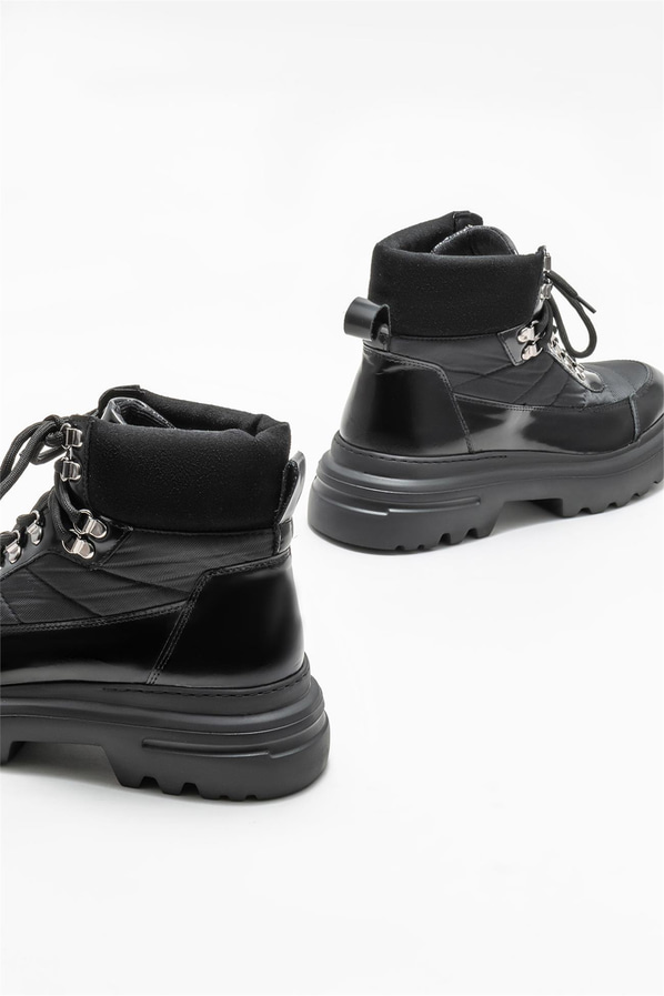 Siyah deri erkek bot - Elle Shoes