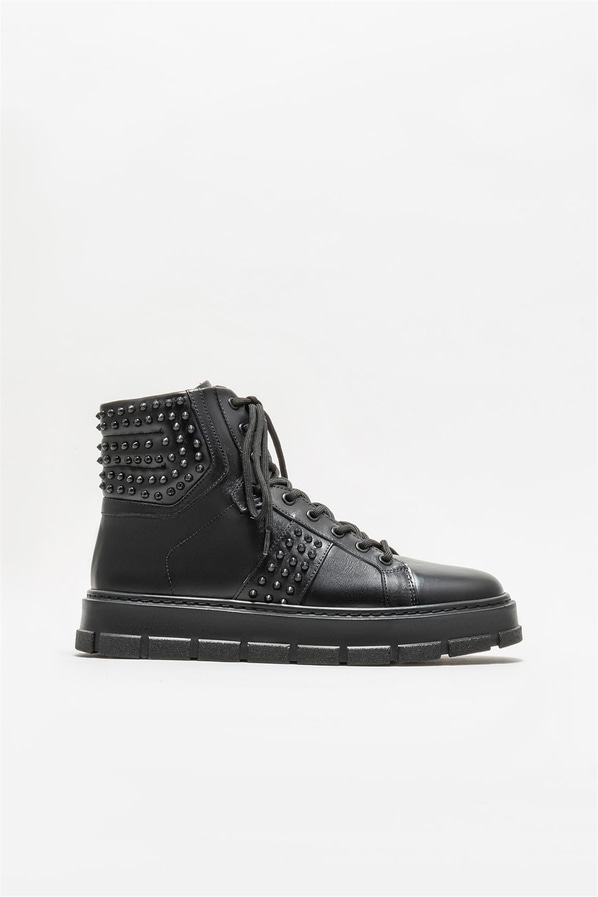 Siyah deri erkek bot - Elle Shoes